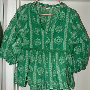 Umgee Green Patterned Women's Blouse
